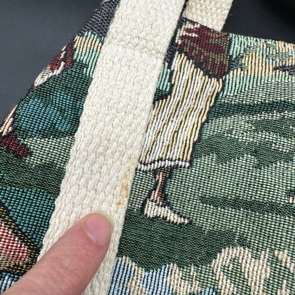 Vintage Tapestry Golf Bucket Bag Handbag Set Green Lady Golfer 1990s Dee Dee - Picture 12 of 16